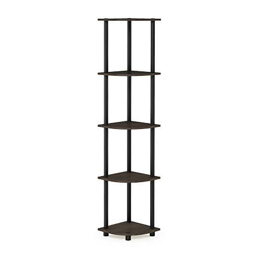 Furinno 99811db-wg/BK Turn-n-Tube 5 étages étagère d'angle, Grain Marron foncé/Noir