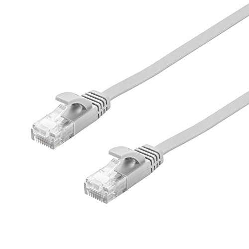 MultiKabel Flachbandkabel 3m CAT6 RJ45 Ethernet Lan NetzwerkKabel Patchkabel flach – 2 Pack – 3 Meter Grau und Blau + 15 Kabelbinder - 3