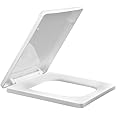 Hardstone Plastic Toilet Seat Cover with Soft Closer Mechanism- Square Commode Seat Cover – with Sleek Design & Easy Installation with Installation Kit (46cm x 35cm, White)
