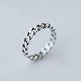 Thumby S925 Silberring Weiblich Retro Nationalen Stil Silber Geflochtene Drehung Ring Persönlichkeit Zeigefinger, 7