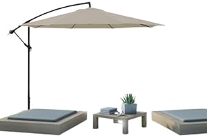 SAN MARCO Ombrellone da Giardino Ø mt. 3X3 con Palo Decentrato, da Esterno Arredo Piscina, Terrazze, Bar, Hotel, Balcone. Telo Colore Ecru