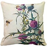 Thistle Bee Pillow case Canvas Cushion Cover 18" one side