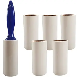 LACOPINE Lint Rollers Set for Clothes Furniture, Clothing, Carpet, Pet Hair Removal and More, 1 Handle with 5 Refills, 180 Total Sheets (Blue)