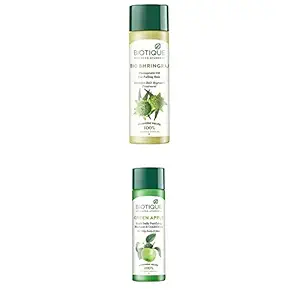 Biotique Bio Bhringraj Fresh?Growth Therapeutic Oil, 200ml And Biotique Bio Green Apple Fresh Daily Purifying Shampoo And Conditioner, 190ml