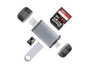 SMM New SD Card Reader USB Type C, USB 3.0 and Micro USB OTG Memory Card Adapter Portable 1 Slots for TF, SD, Micro SD, SDXC, SDHC, MMC, RS-MMC, Micro SDXC, Micro SDHC, UHS-I, USB 3.0