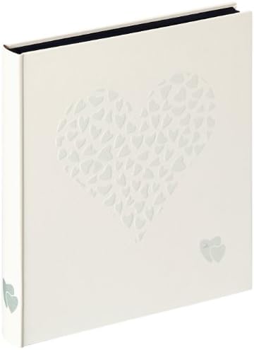 Walther design FA-132 Just for Love book bound wedding album with linen cover and blind embossing, with gem stone application, 11 x 12 inch (28 x 30.5 cm), 50 black pages, cream