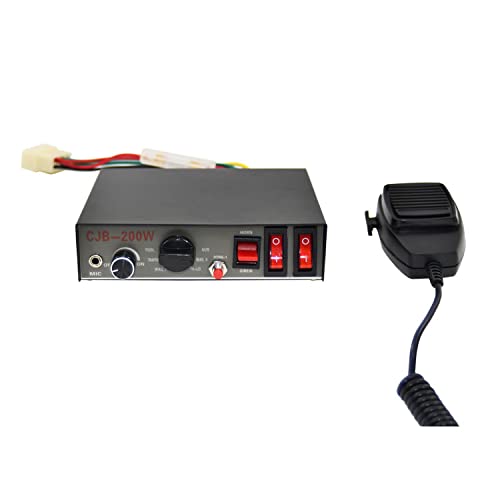 CS GLARE 12V Car Siren Speaker with Mic PA System Loud Emergency Sound Warning Siren Speaker Amplifier Horn with Hooter, Fire Alarm, Ambulance, Traffic, Police, Horn Sound (Amplifier CJB 200)