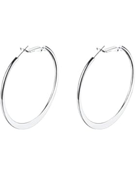 B.Z La Vie Damen Ohrringe Creolen 5 cm Simpel Rhodium Mädchen Geschenk