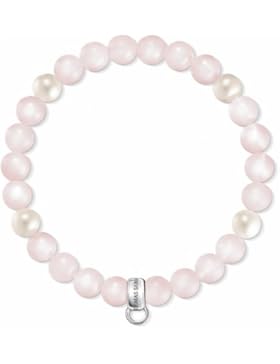 Thomas Sabo Herren-Armband 925 Silber Quarz rosa Ovalschliff Perle 17.5 cm - X0222-469-9-L17,5