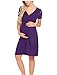 Produktbild Swallowuk Damen Umstandskleid Spitzenkleid Kurzarm Schwangerschafts Kleid V-Ausschnitt Still-Nachthemd Nursing Pyjama Kleid (M, Lila)