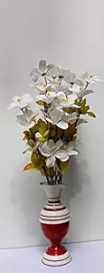 Bunch of Artificial Orchid Flowers with vase / 60 cm Flower Bunch and 22 cm vase / White Flowers