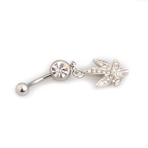 Easy Provider® Bauchnabelpiercing Bauchpiercing 316L Edelstahl Blume Weiß 40mm TOP