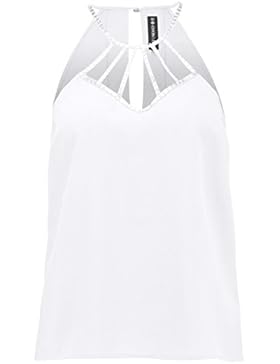 Even&Odd Top Damen Weiß, Schwarz o. Apricot, unifarben – Blusentop elegant & transparent – Shirt in edel & schulterfrei...