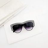 Altura de la lente: 60 mm Siwen Nuevo Cristal Decoración Mujeres Gato Ojo Gafas de Sol Oversize Men Gradient Lens Shades Uv400,Gris Oscuro