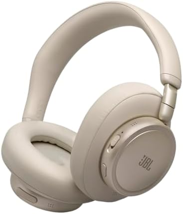 JBL Live 780NC Cuffie Over‑Ear Bluetooth Wireless con Cancellazione Adattiva del Rumore, Smart Ambient, Connessione Multipoint, Personi-Fi 3.0, fino a 80 Ore di Autonomia, Beige