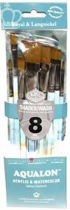 Aqualon Royal and Langnickel Short Handle Paint Brush Set, Flat and Shader, 8-Piece by Aqualon