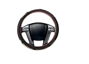 Autofetch Car Raptor Leatherette Car Steering Cover (Brown & Beige) for Tata Manza