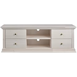 clever-moebel Meuble TV en Bois de pin Blanc, Meuble TV, Meuble TV