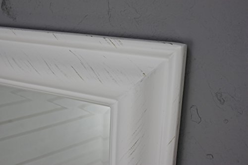 elbmöbel 150 x 60cm Wandspiegel groß in weiß mit schlichtem Holz-Rahmen - 4