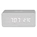 Produktbild LED Voice Activated Wooden Wecker mit Wireless Ladefunktion, Schnellladung Voice Activated Digital Clock(Weißes Holz)