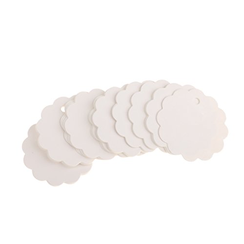 100Stk Etiketten Gift Anhänger Tags Geschenkanhänger Kraftkarton Geschenkkarten viele muster auswahl - Weiß/Blume