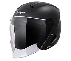 Vega Lark Open Face Helmet (Dull Black, Large)