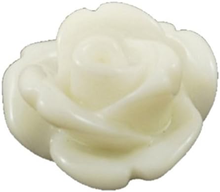 Resin Rose Cabochons Flat Backs 10mm x 20 pieces (White)