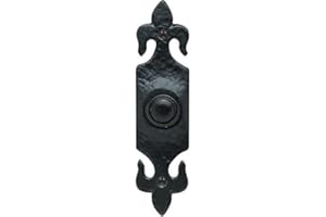 Door Bell Push Button in Fleur de Lys Style Black Antique from EUROART