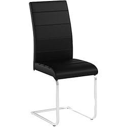 tectake Lot de 4 Chaise de Salle à Manger Chaise Cantilever | diverses Couleurs et modèles au Choix - (4X Noir | No. 402553)