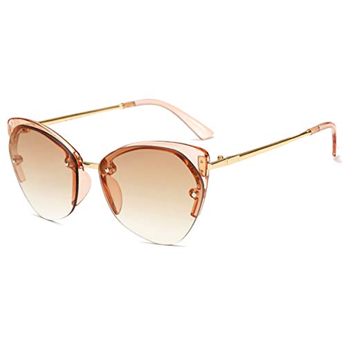 FGRYGF-eyewear Occhiali da sole sportivi, occhiali da sole vintage, Women Cat's Eye Sunglasses Ladies Half Frame Sun Glasses Men Metal Temple Sunglass Women Marine Lens Eyeglasses Brown