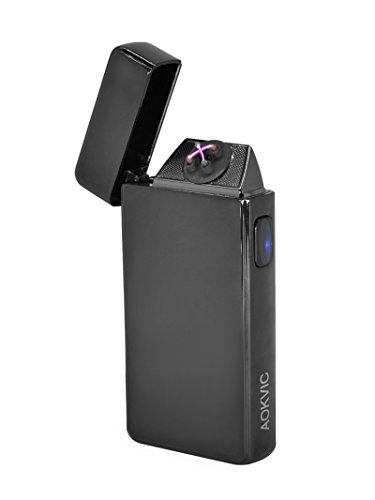 Preisvergleich Produktbild Aokvic Neues USB elektronisches Feuerzeug aufladbar lichtbogen (Schwarz)