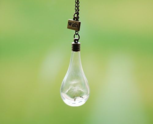 Dandelion Necklace Glass Teardrop Pendant Hollow Bead Dandelion Seeds