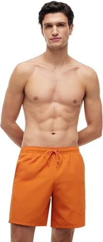 Tommy Hilfiger Uomo Pantaloncino da Bagno Long Drawstring con Logo, Arancione (Bonfire Orange), S
