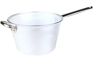 Pentole Agnelli Paiolo Marmite rayonnant pour Polenta, en aluminium, épaisseur 5 mm, avec manche et poignée en acier inoxydable, 3,5 L argent