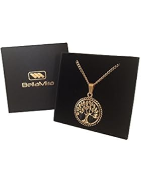 Bellamira Baum des Lebens 18K vergoldet Medaillon Anhänger Halskette nordischen Mythologie Reiki Healing Meditation...