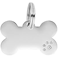 [Gesponsert]Gravado – Hundemarke in Knochenform – Edelstahl-Anhänger für das Hunde-Halsband – Schmuck für Hunde – Pfote aus Strasssteinen – Erkennungsmarke – Geschenk für Herrchen – Hundegeburtstag