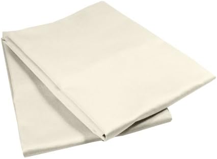 Veratex The Solid Collection Contemporary 300 Thread Count 100% Cotton Sateen Pillowcase Pair with Embroidered Design, King Size, Ivory