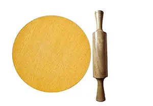 MICROBOOTH Wood Chakla Belan/Chapati Maker/Roti Roller/Rolling Pin & Board (White 22 cm) 9 Inch