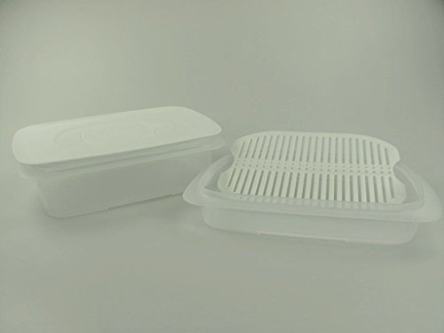 TUPPERWARE Cool`N Fresh 1,5 L + 700 ml + Klimadeckel + Frischegitter weiß 11716 - 4