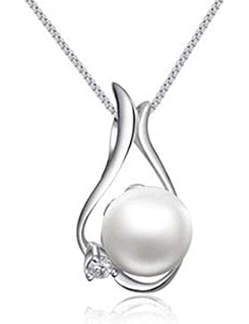 findout Damen Sterling-Silber natürliche Perle Anhänger Halskette .für Frauen Mädchen. (F099)