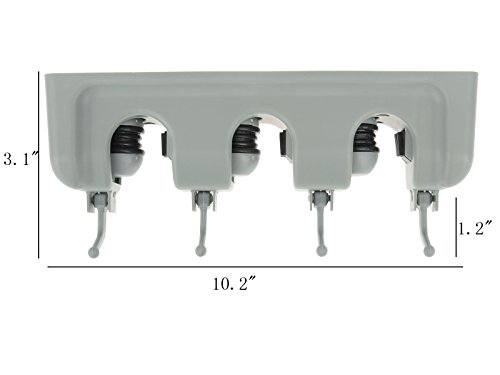 Imixlot Mopp und Besen-Halter, Wand Garten Werkzeugaufbewahrung Werkzeugregal Storage & Organisation fuer Ihr Haus, Abstellraum, Garage und Schuppen,Geraetehalter, Werkzeugleiste fuer 7 Geraete, Garten Werkzeug Geraete Halter Leiste(3-Position) - 2