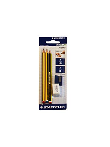 Staedtler – Juego de 3 lápices – 1 goma – 1 sacapuntas Staedtler – stat120s1bk3
