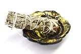  K&K Express Goods - Cuenco de Oro Rosa de 4 Pulgadas de diámetro con Posavasos: Manchas, Incienso o decoración de Cono + 1 Mini Salvia de 4 Pulgadas