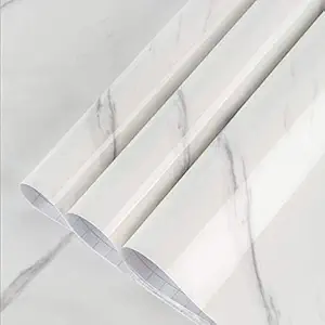 ELTON Vinyl Self Adhesive Pearl White Marble High Gloss Wallpaper, 16 x 60 Inch