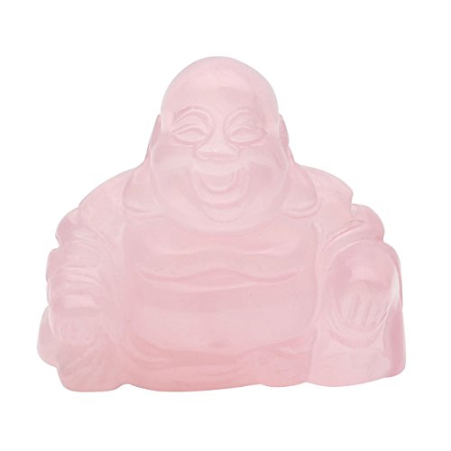 JOVIVI Dekoration Reiki Edelstein Kristall Maitreya Happy Buddha Figur Schutzengel Talisman Glücksbringer Feng Shui Energietherapie Deko (Rosenquarz) - 2