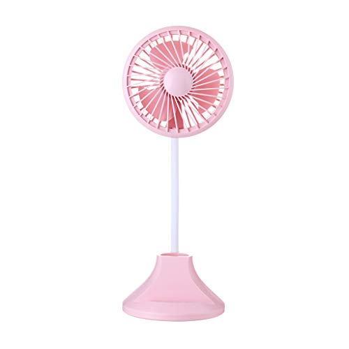 TUDUZ Multifonctionnel USB Charged Portable LED Lampe de Bureau avec Ventilateur Porte-Plume Mini Ventilateur personnalisé(Rose)