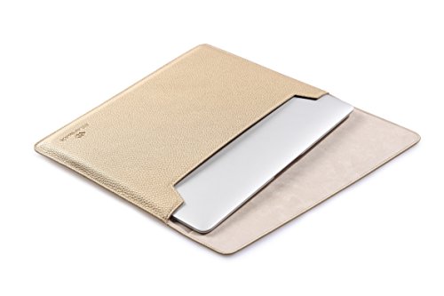 SunSmart Einfache Umschlagart 13.3-Zoll-Laptop-Leder Schutzhülle Tasche mit Magnetverschluss für MacBook Air 13.3“(golden) - 2