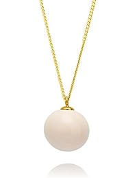Louise Kragh Mujer Collar Pearl Perla Colgante de Bola Redonda Porcelana Kaschmir Cashmere Plata de ley dorado – N- pe0102casg