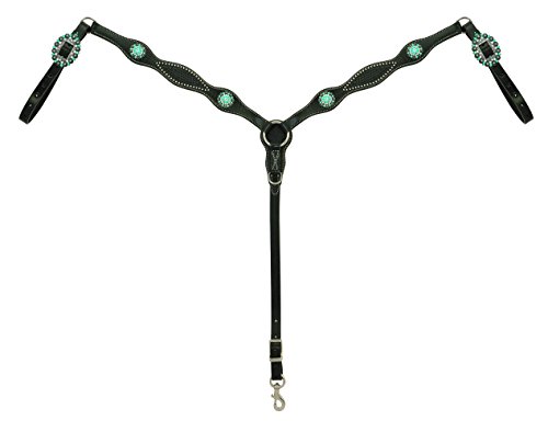 Turquoise-Cross-Turquoise-Basket-weave-Scalloped-Breast-Collar-Black