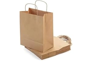 Arredo Chef – Sacs en papier kraft brun avec poignées torsadées, 28 x 15 x 28 cm, Lot de 50 – sacs à emporter restaurant, traiteur, boutique